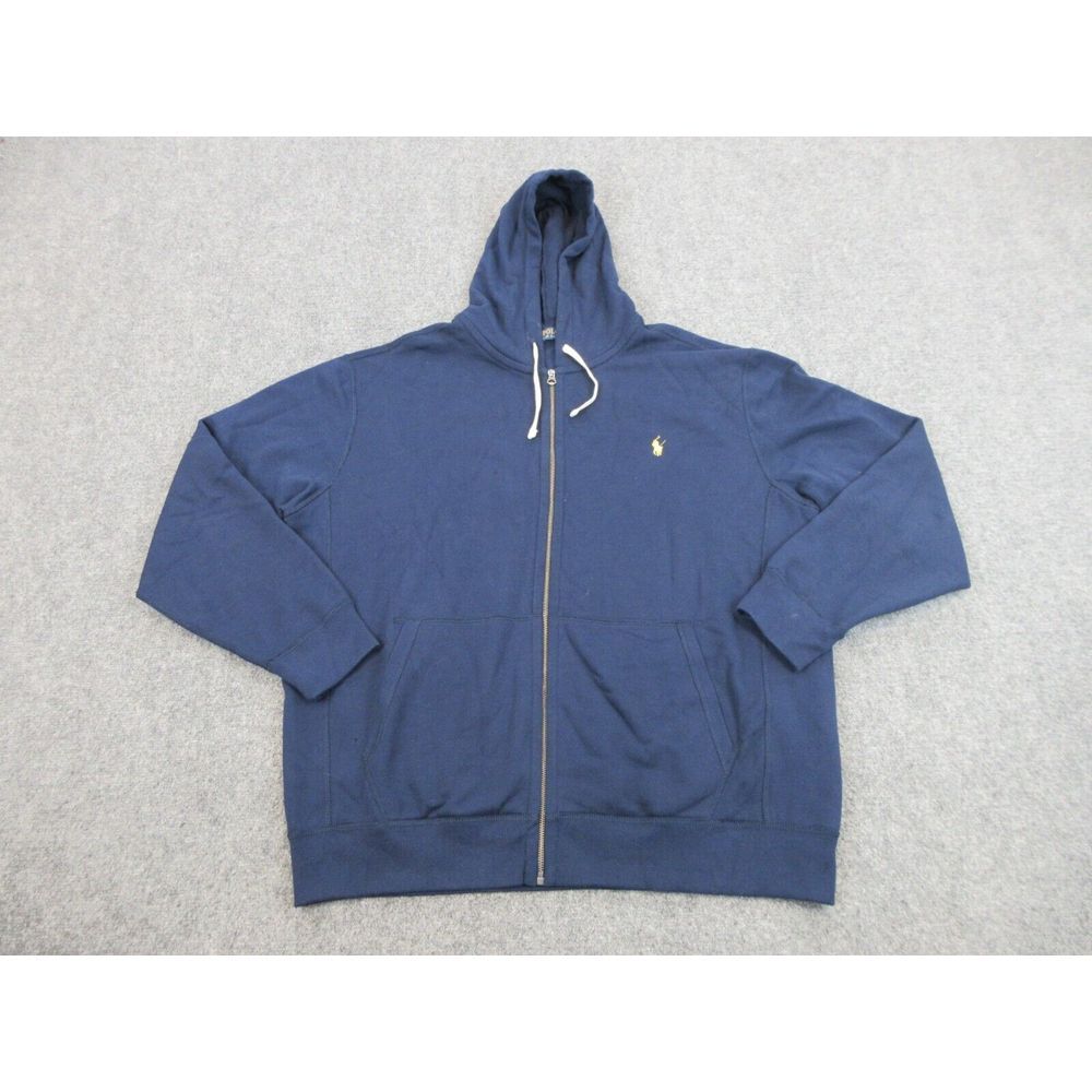 Polo Ralph Lauren Sweater Mens 2XL XXL Blue Zip Outdoors Hoodie Sweatshirt‎ Logo